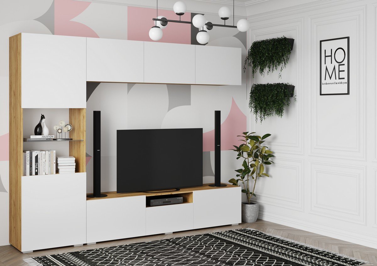 

Стенка МК Стиль Стенфорд (дуб крафт золотой/белый софт)