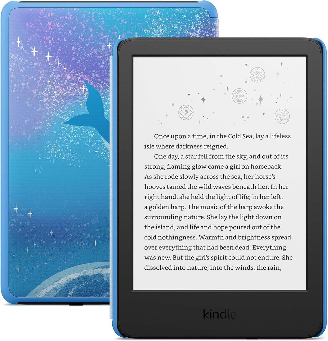 Электронная книга Amazon Kindle Kids 2024 (синий, с обложкой Space Whale)
