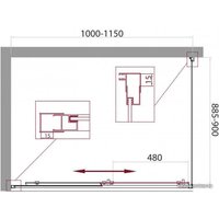 Душевой уголок BelBagno UNIQUE-AH-1-100/115-90-C-Cr (прозрачное стекло)