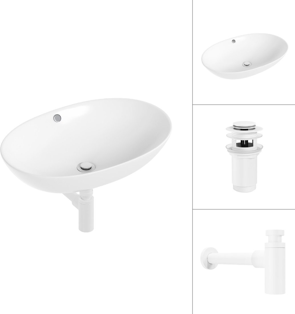 

Умывальник Lauter 21709 + клапан 21190W + сифон 21635W (белый матовый)