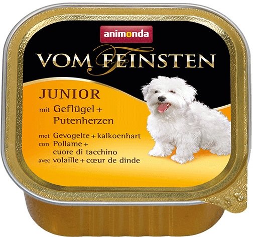 

Консервированный корм для собак Animonda Vom Feinsten Junior mit Geflugel + Putenherzen (Крылышки и сердечки из индейки) 150 г
