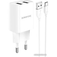 Сетевое зарядное Borofone BA53A USB Type-C (белый)