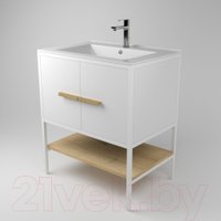  Дабер Тумба под умывальник 010 Andrea Elen 80 Т10.8А.1.5 (белый/дуб гамильтон натуральный)