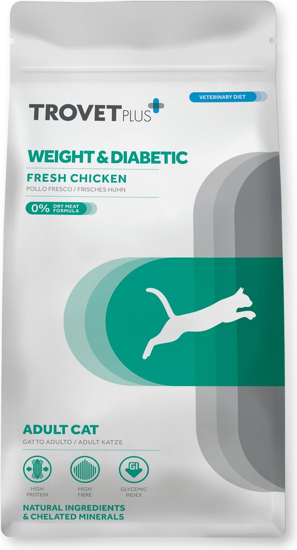 Сухой корм для кошек Trovet Plus Weight & Diabetes Fresh Chicken Свежая курица с избыточным весом/диабетом 5 кг