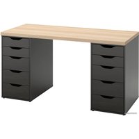 Стол Ikea Лагкаптен/Алекс 394.320.36 (под беленый дуб/черно-коричневый)