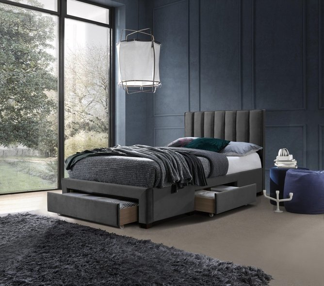 Кровать Halmar Grace Velvet 120/200 (серый)