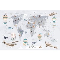 Фотообои Vimala Карта мира белая 270x400