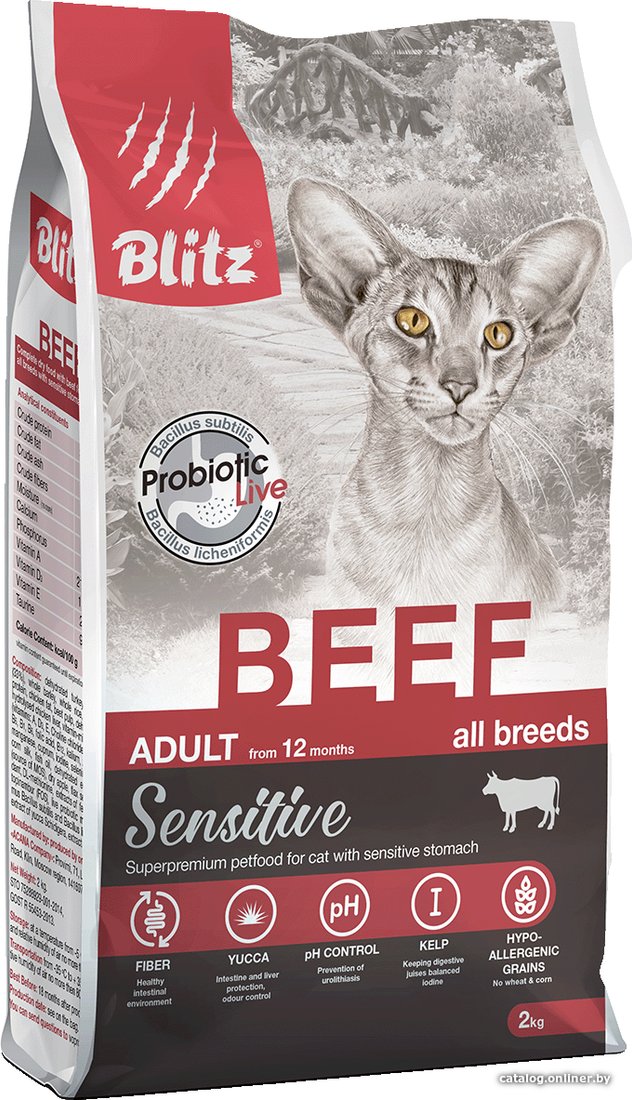 Сухой корм для кошек Blitz Sensitive Beef Adult All Breeds (с говядиной) 2 кг