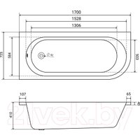 Ванна Lauter Monaco 170x72.5 2113170L (с ножками и лицевым экраном)