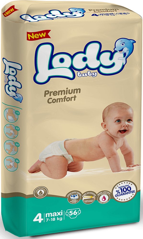 

Подгузники Lody Baby Maxi 7-18 кг Jumbo (56 шт)