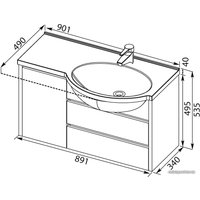 Умывальник Aquanet Marmite Pernilla Лайн 90 00164745 (правый)