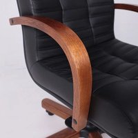 Офисное кресло AksHome Атлант экстра (орех светлый, кожа черная)