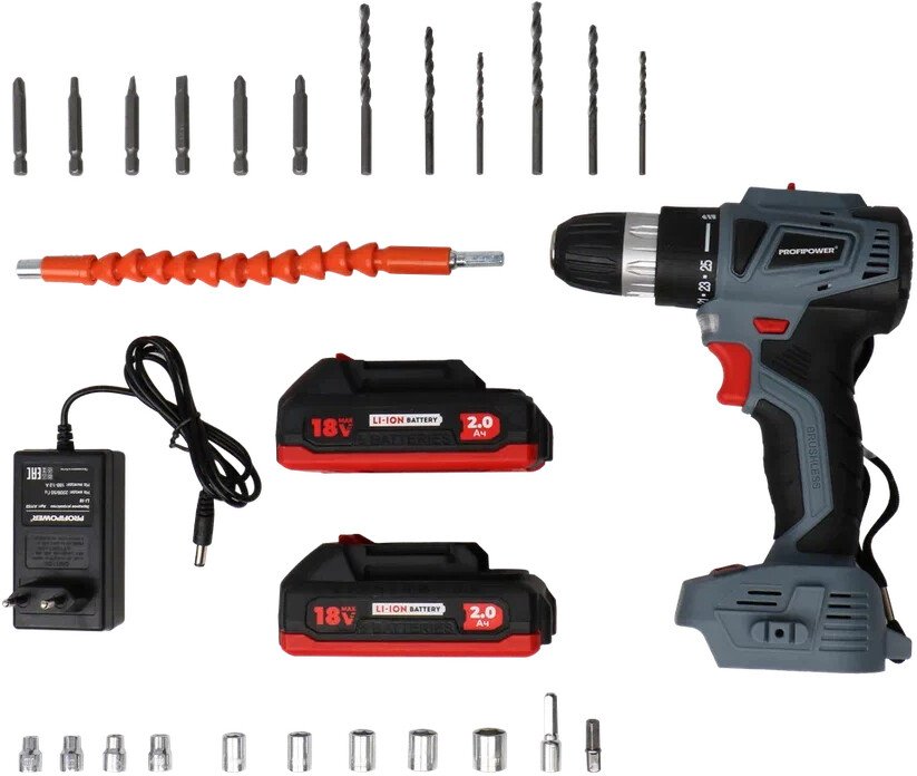 

Дрель-шуруповерт Profipower MKBL-18BT (с 2-мя АКБ, кейс, набор оснастки)
