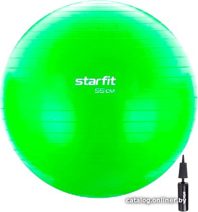 Гимнастический мяч Starfit GB-106 55 см антивзрыв + ручной насос (зеленый)