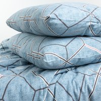 2-спальный комплект постельного белья Samsara Гео синий 2сп Ф200-3/7070 (хлопок, фланель)