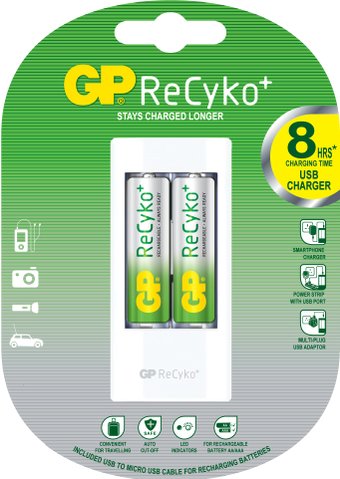 Аккумуляторы + зарядное GP U211 + 2x2100mAh AA