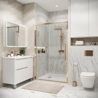 Душевая дверь Grossman Galaxy 100x195 100.K33.01.100.32.00 (золото сатин/стекло прозрачное)