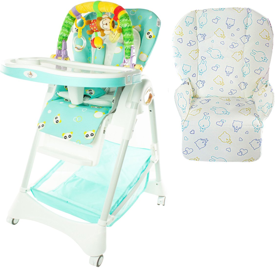

Высокий стульчик ForKiddy Podium Toys 0+ (два чехла +х/б вкладыш, бирюзовый)