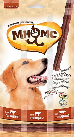 

Лакомство для собак Мнямс Лакомые палочки с говядиной 45 г (3 шт)