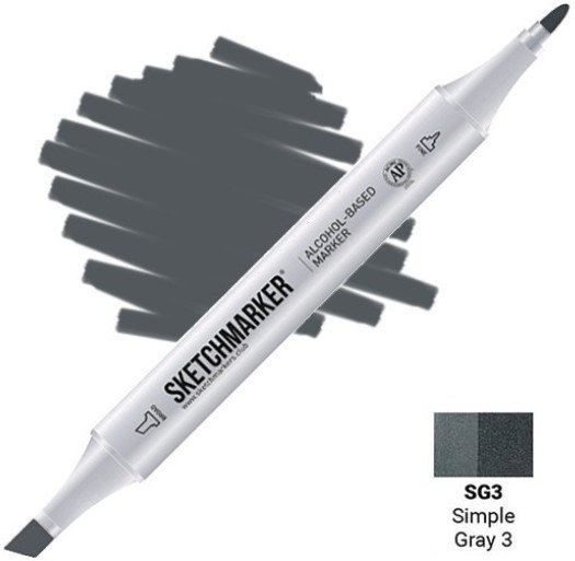 

Маркер перманентный Sketchmarker Двусторонний SG3 SM-SG3 (серый простой №3)