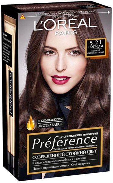 

Крем-краска для волос L'Oreal Recital Preference 5.21 Нотр-Дам Глубокий светло-каштановый