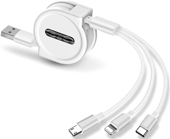 

Кабель USBTOP USB Type-A - USB Type-C/Lightning/microUSB (1 м, белый, с боксом для скрутки)
