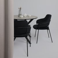 Кухонный стол Аврора Мехико 3Д D950 (мрамор светлый/черный матовый)