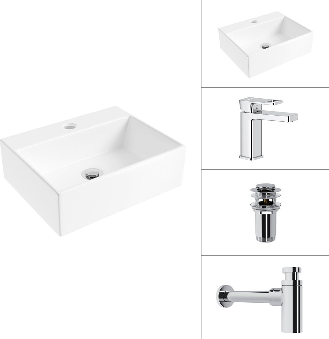 Умывальник Lauter 21344 + Cascade 21СК655C + сифон 21635CH + донный клапан 21190CH (хром)