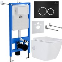 Унитаз подвесной Roxen Cube Bidet One Rimless 6 в 1 StounFix Dual Fresh 508149 (кнопка: черный матовый)
