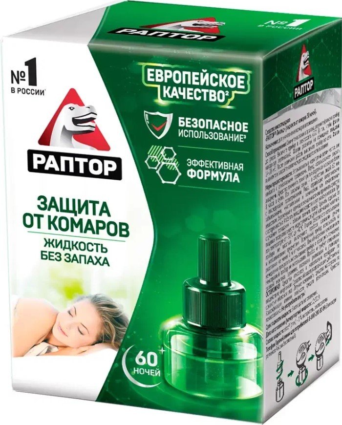 

Жидкость для фумигатора Раптор От комаров 30+10 ночей