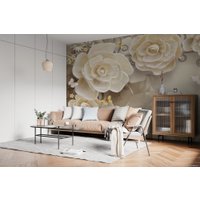 Фотообои ФабрикаФресок 3D Цветы с бабочками 873270 (300x270) в Гродно