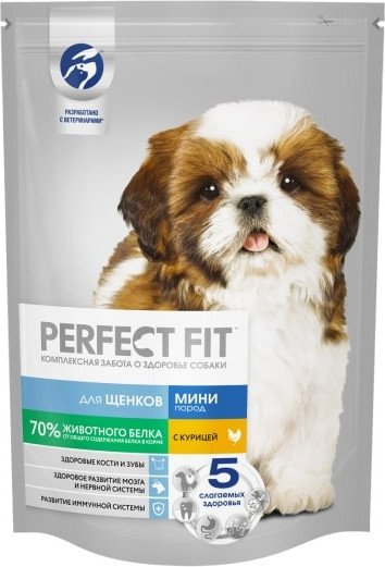Сухой корм для собак Perfect Fit Для щенков мелких и миниатюрных пород. Курица 500 г