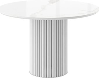 Кухонный стол Мамадома Askar round-116 d116 (patagonia bianco gloss premium cer/белый)