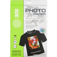 Термотрансфер CACTUS Термотрансферная A4 300 г/кв.м. 10 листов (CS-TD30010)