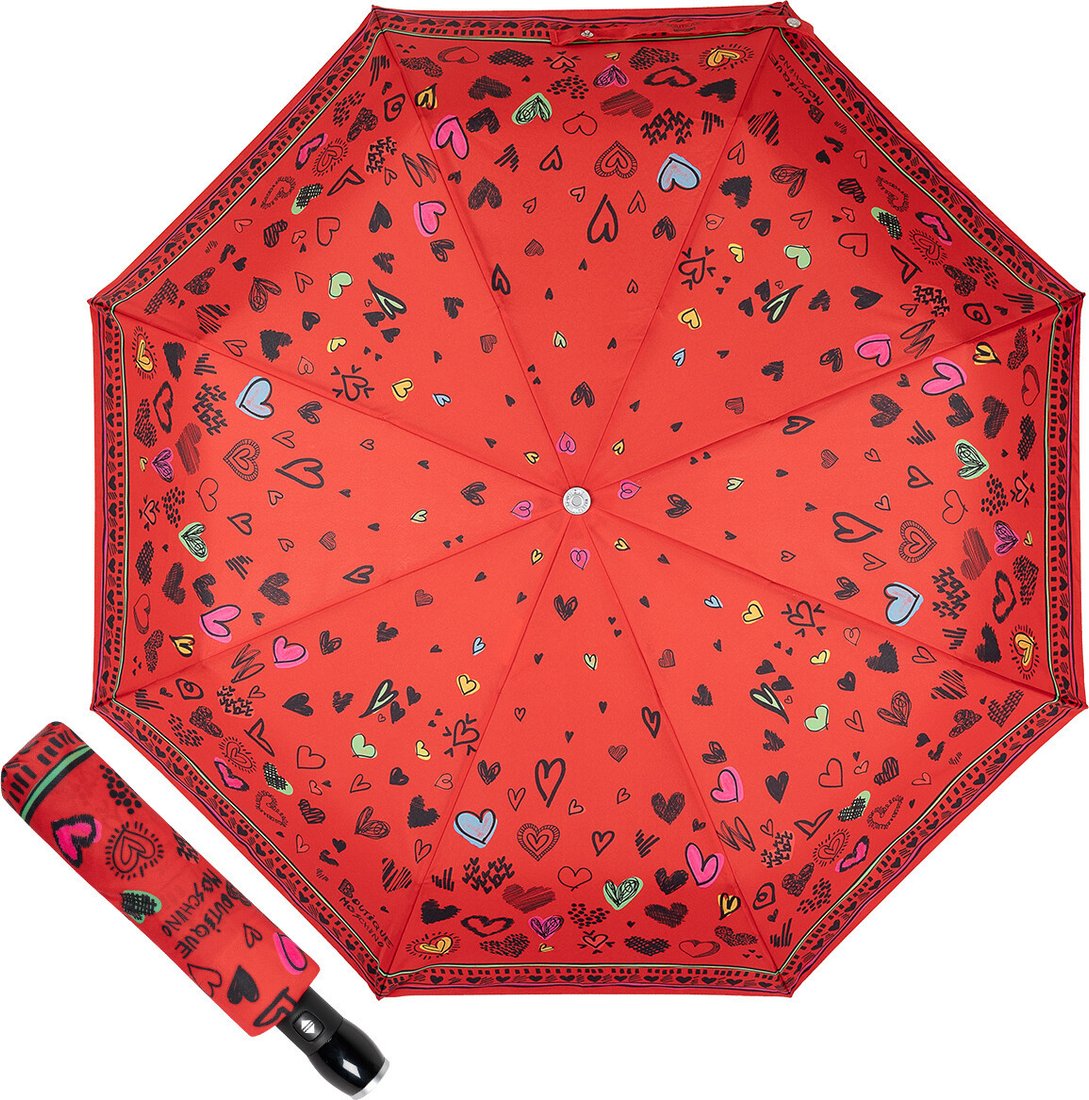 

Складной зонт Moschino 7948-OCC Scribble Hearts Red