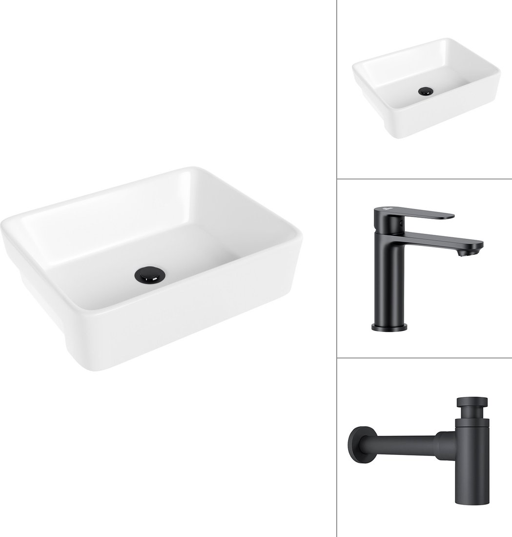 

Умывальник Lauter 21675 + Moon 21СК691BS с сифоном 21635B (черный матовый)