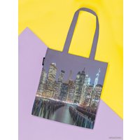 Сумка шоппер JoyArty Ночные огни Манxеттена ткань под лен bsh_47129