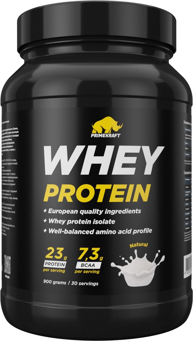 

Протеин сывороточный (концентрат) Prime Kraft Whey Natural (900г, натуральный вкус)