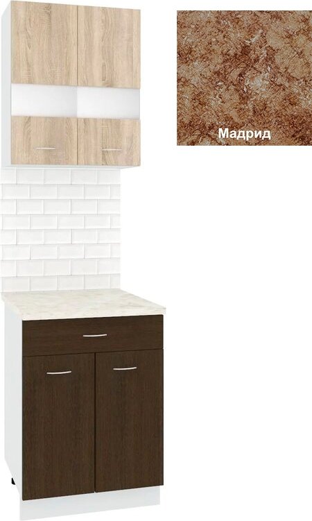 

Готовая кухня Кортекс-мебель Корнелия Экстра 60р1ш2д (дуб сонома/венге/мадрид)