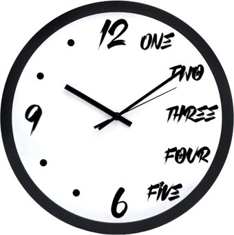 Настенные часы Domozon Hi-Tech (правая версия, черный корпус/белый циферблат)