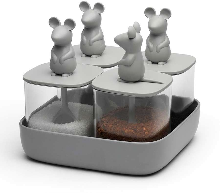 

Набор емкостей Qualy Mouse Seasoning QL10366-CL-GY