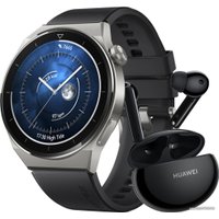 Умные часы Huawei Watch GT 3 Pro Titanium 46 мм + Huawei FreeBuds 4i (черный)