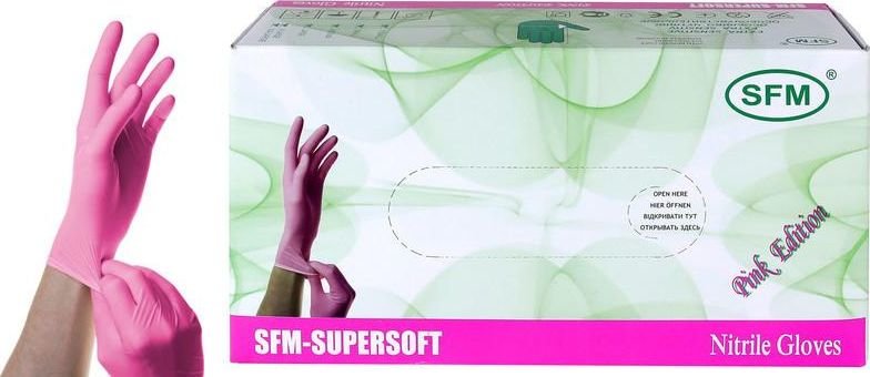 

Нитриловые перчатки SFM Supersoft мед. смотр. нестер. неопудр. текстур. (L, 200 шт, розовый)