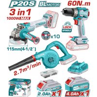  Total TOSLI241192 (шуруповерт, болгарка, воздуходувка, 2 АКБ)
