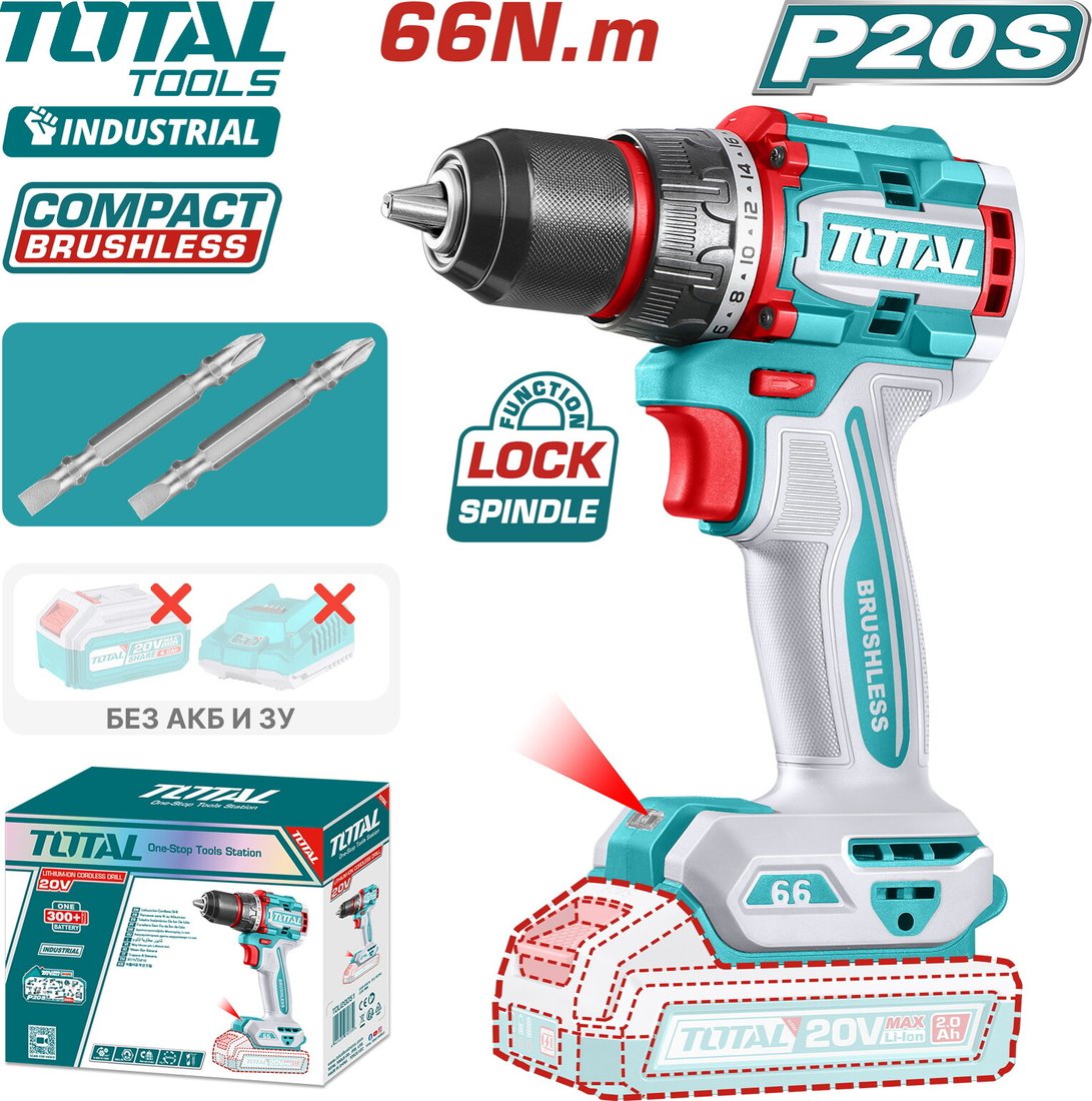 

Дрель-шуруповерт Total TDLI206681 (без АКБ)