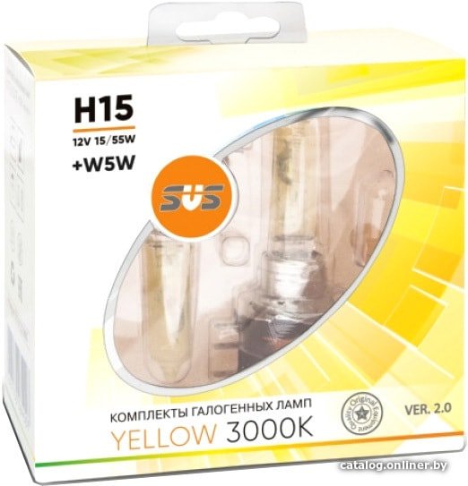 Галогенная лампа SVS H15 15/55W+W5W Yellow 3000K 2+2шт