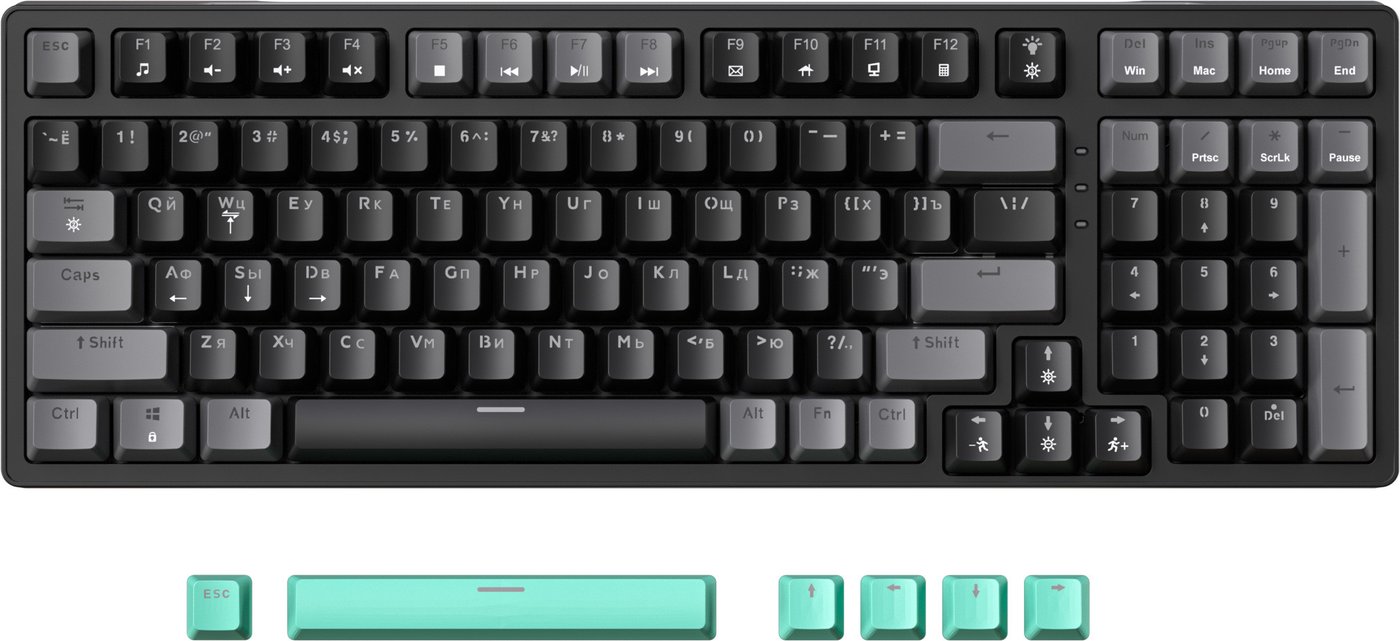 Клавиатура JEGG ZA99 Black Grey Green (TNT Yellow)