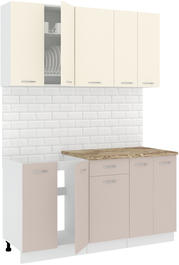 

Готовая кухня Кортекс-мебель Корнелия Лира-лайт 1.5м (крем/капучино/мадрид)