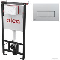 Инсталляция для унитаза Alcaplast AM101/1120 + кнопка Thin M572 (хром матовый)