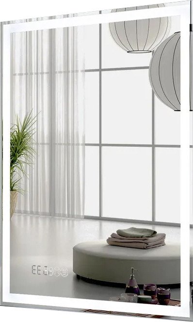Пекам Зеркало Greta 60x80 greta-60x80spcl (с подогревом, подсветкой, сенсором на прикосновение и часами)